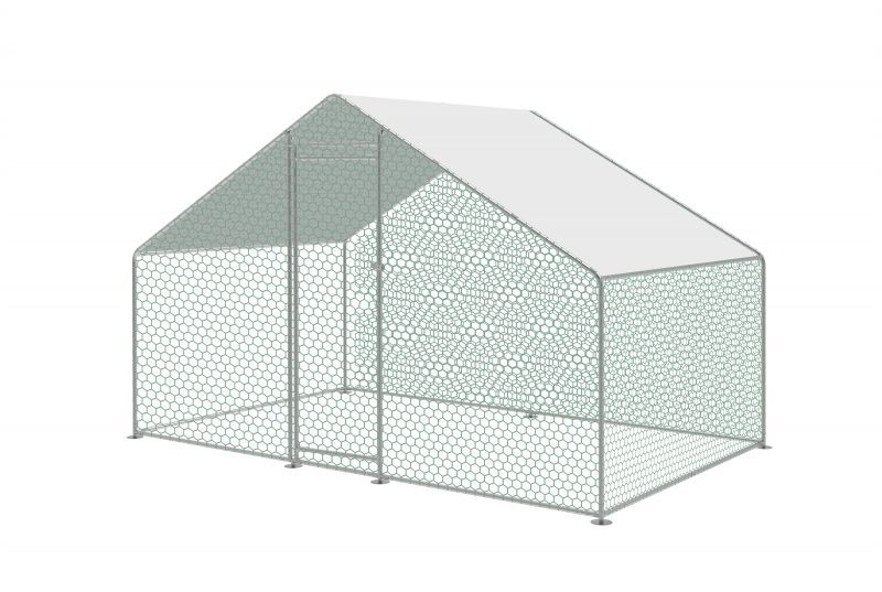 Kippenren / voliére 2 x 3 x 2 m puntdak  incl draad en zeil
