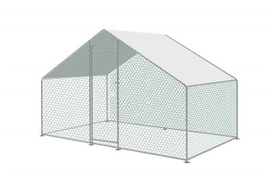 Kippenren / voliére 2 x 3 x 2 m puntdak  incl draad en zeil