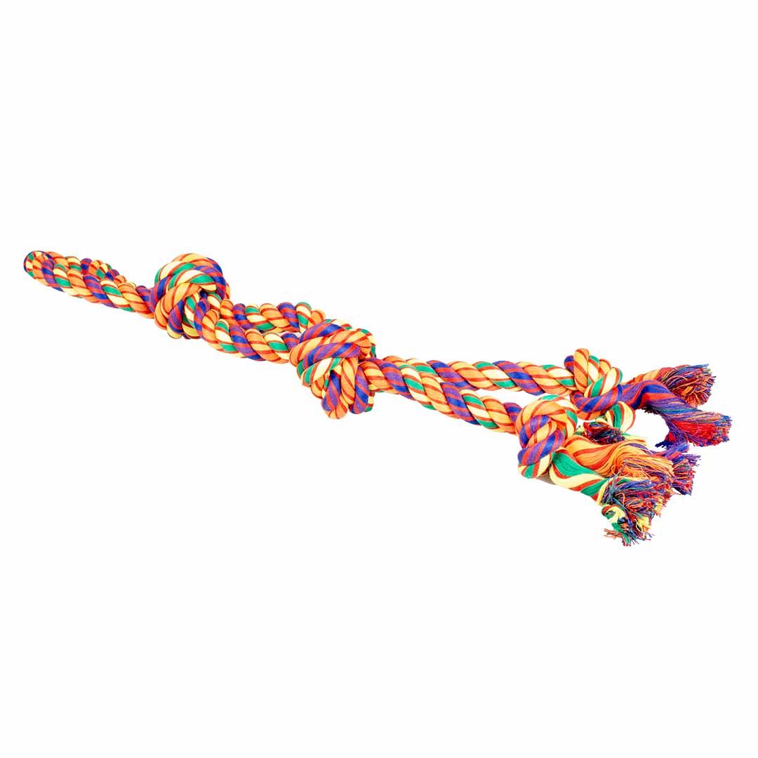Katoenen touw lus en 4 knopen 56x10x7cm meerkleurig
