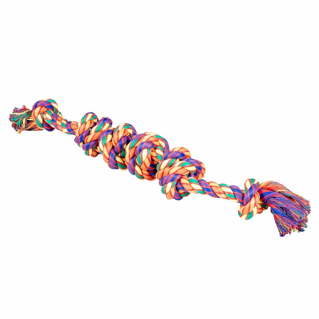 Katoenen touw 6 knopen 58x7x7cm meerkleurig