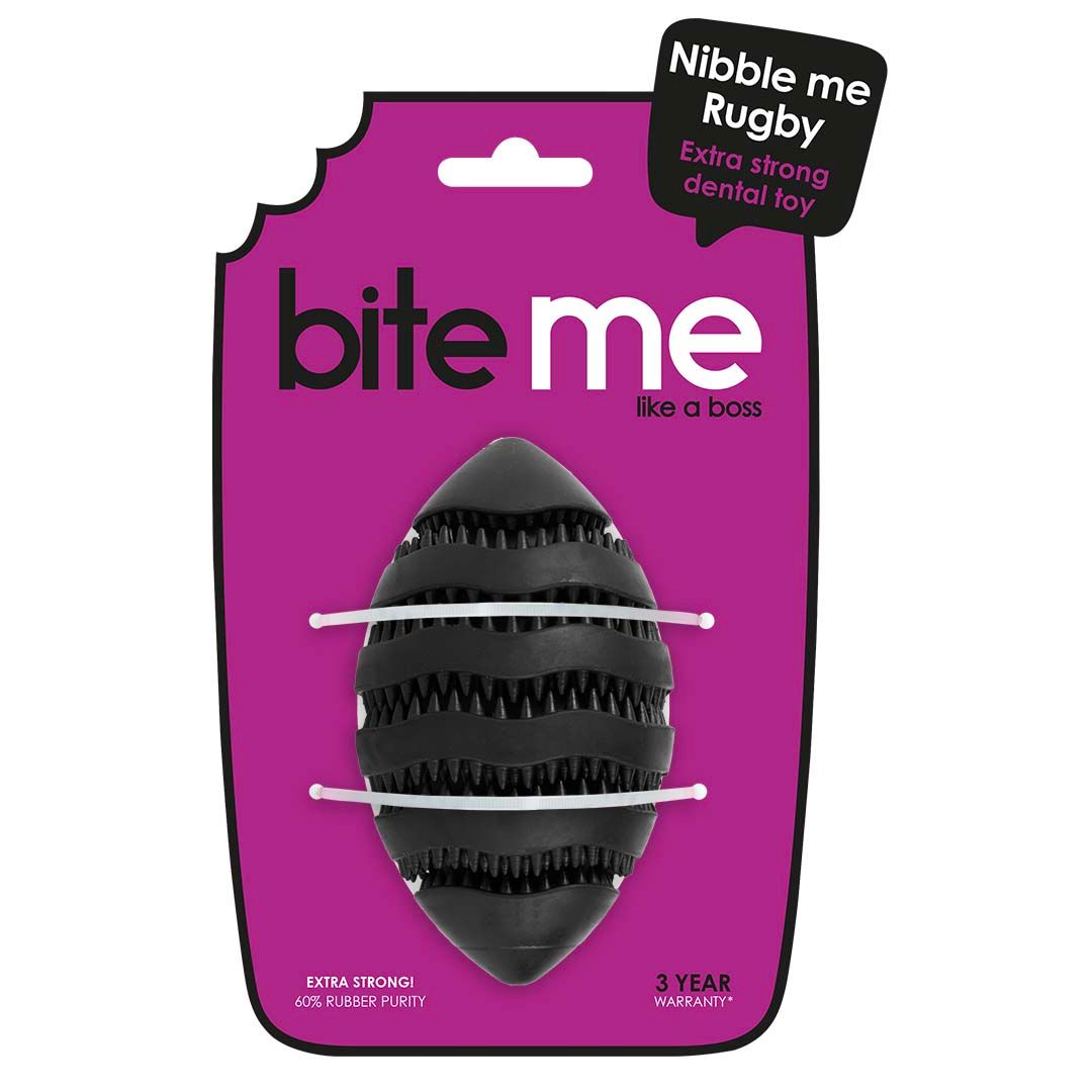 Snackspeeltje Nibble me Rugby S-11x6x6cm zwart
