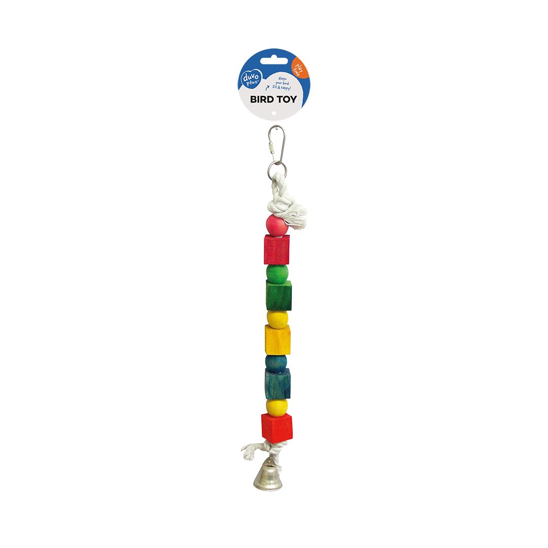 Touw Met Kleurrijke Blokjes &amp; Bel 35cm