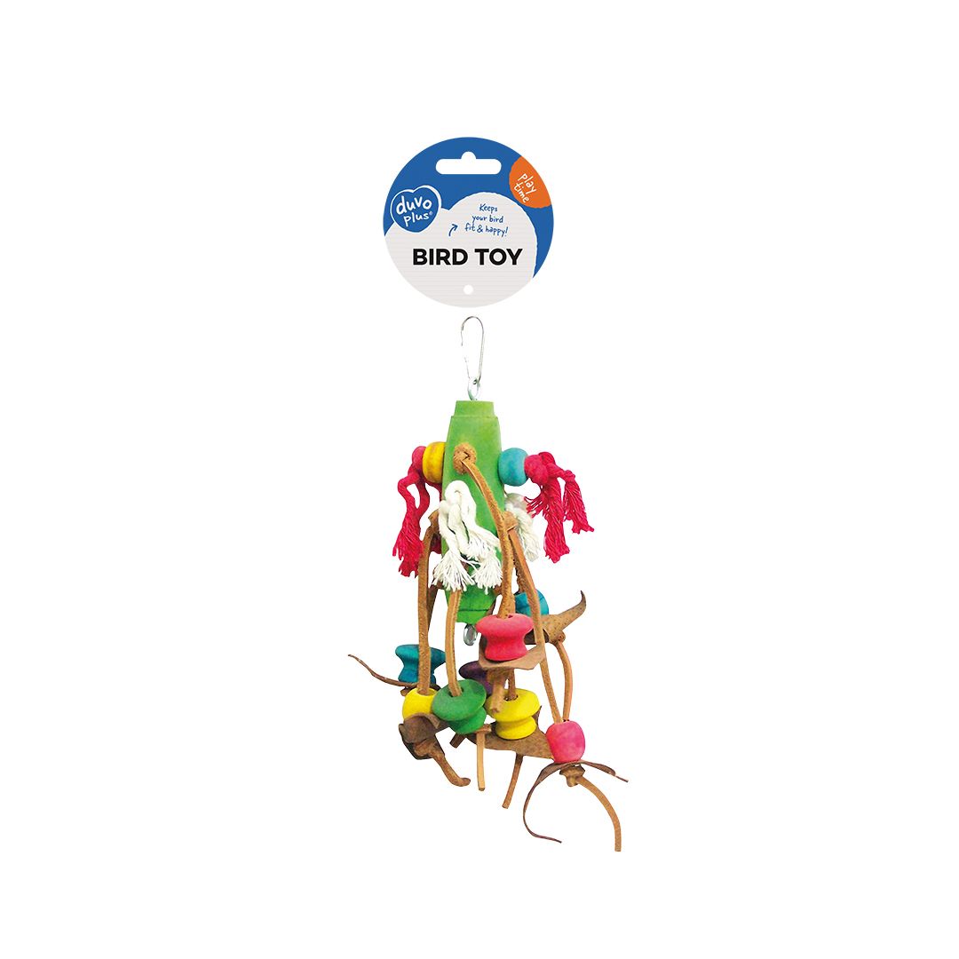 Touw Met Kleurrijke Blokjes &amp; Leder 23cm