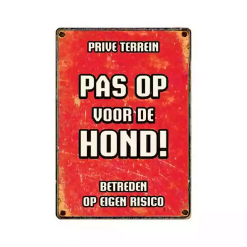 Bord Blik Rood Pas Op vd Hond