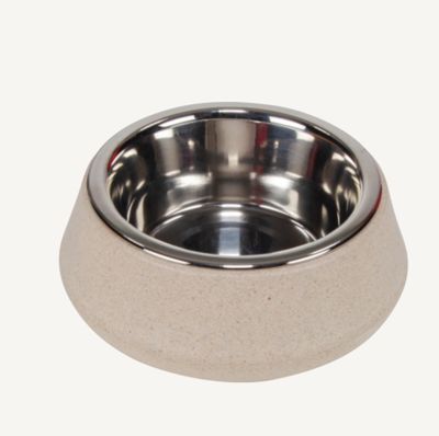 AB Voer-en drinkbak bamboe kom met inox - 14cm