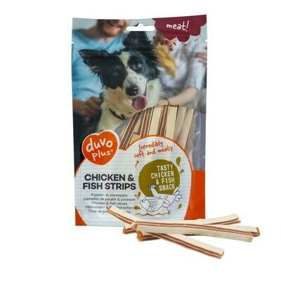 meat! Kip &amp; vis strips 80gr - ± 16st