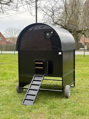 Calimero's Coop Large Verhoogd Zwart  kippenhok Aluminium - hok van de toekomst