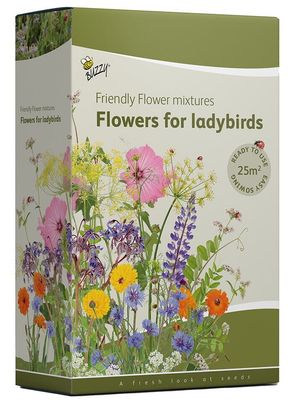 Buzzy® Strooidoos Bloemen - Friendly Flowers Lieveheersbeestjes - 25m²