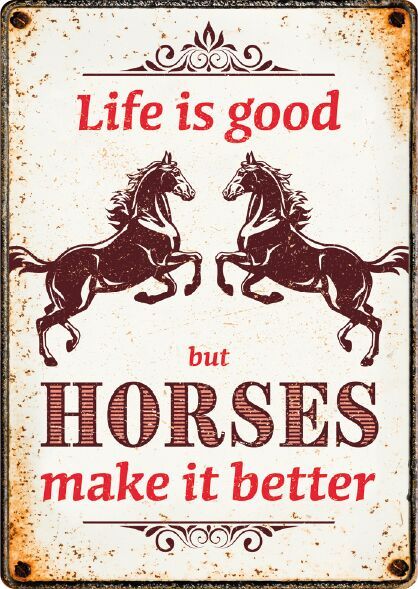 Bord blik Life is good Horses make it better