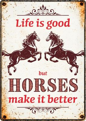 Bord blik Life is good Horses make it better