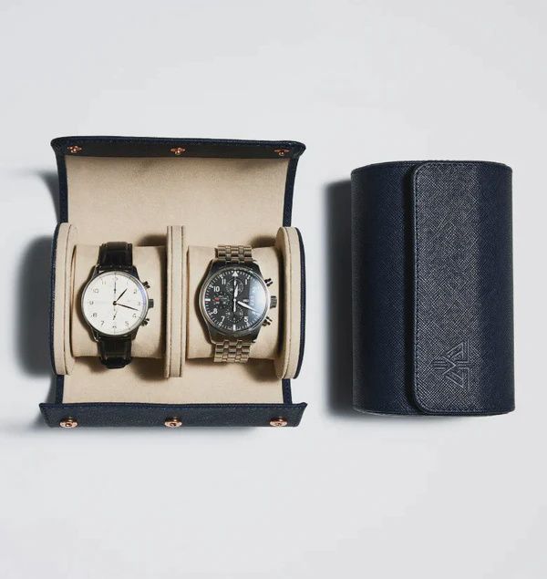 LEATHER WATCH CASE - 2 COMPARTMENTS