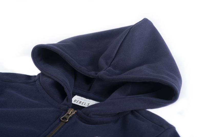 Mini Rebels Hoodie Jongens – Donkerblauw – Met Rits en Capuchon