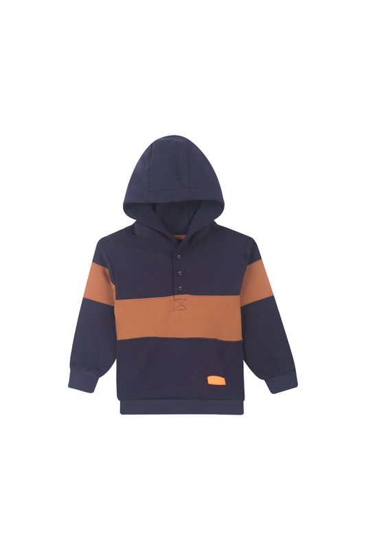 Someone – Jongens Hoodie met Strepen – Donkerblauw/Oranje AWAITS SB16A