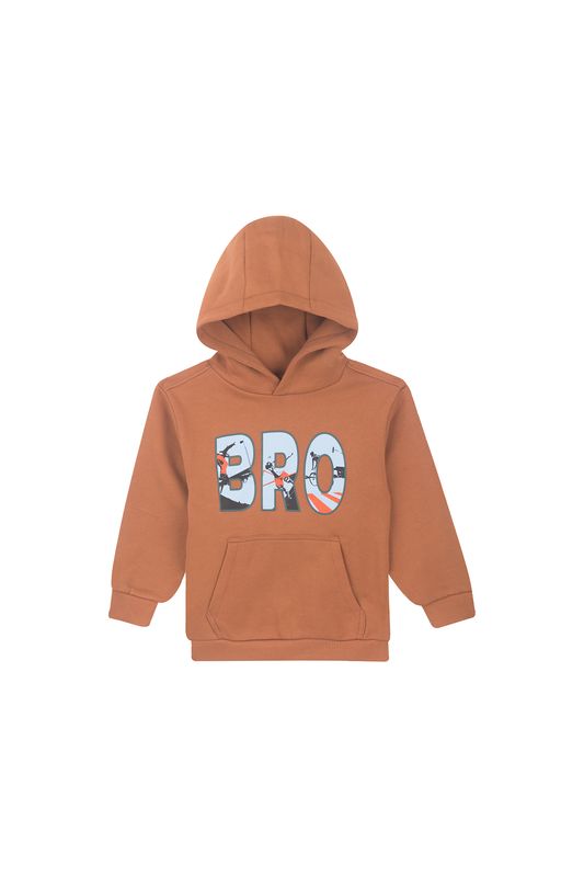 Someone – Jongens Hoodie “BRO” Print – Roestbruin AWAITS SB16B
