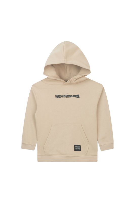 Awesome hoodie jongens – beige met “Nevermind” print – comfy &amp; cool