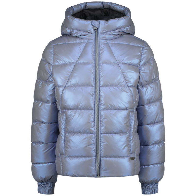 Vingino Tianna Meisjes Winterjas – Metallic Lichtblauw – Gewatteerde Jas met Capuchon