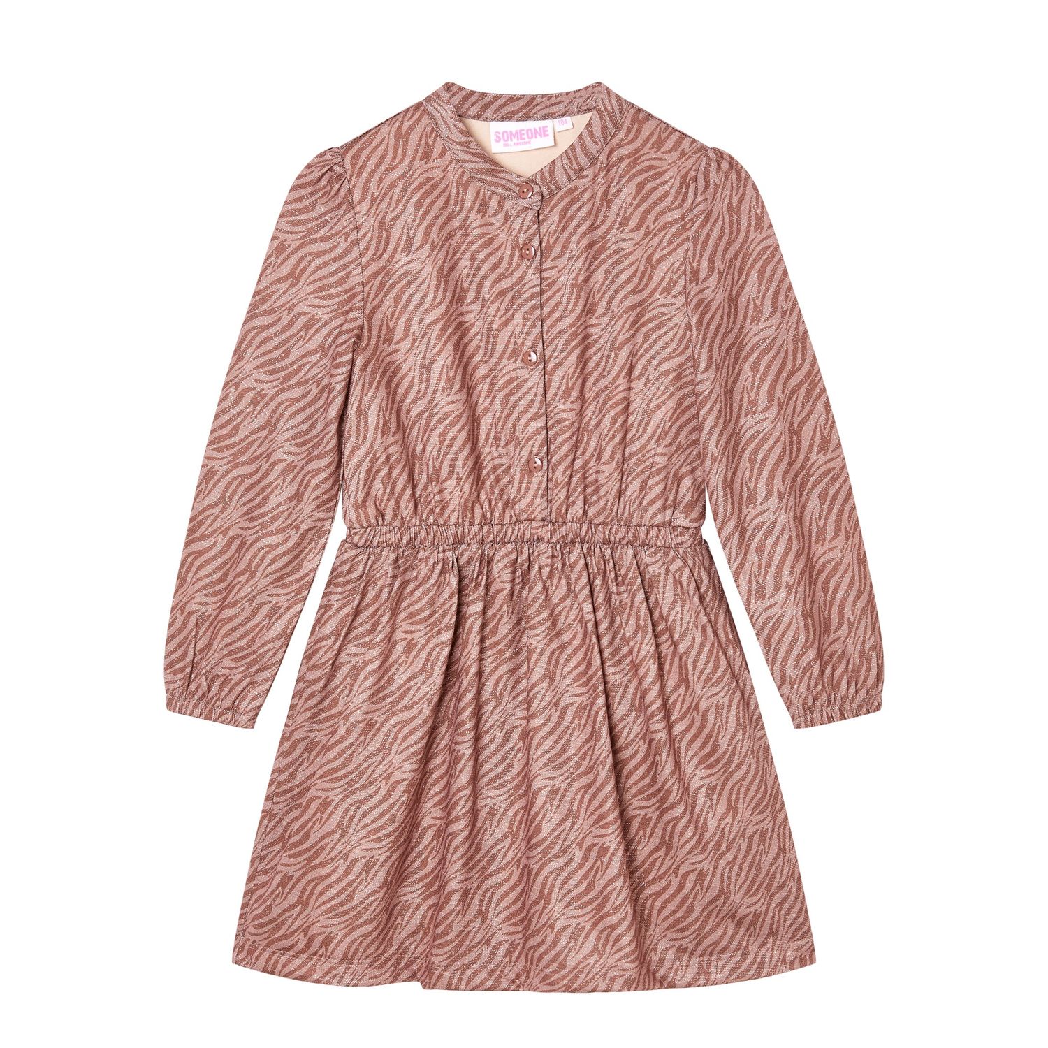 Someone – Meisjes Jurk met Zebra Print – Roze/Bruin