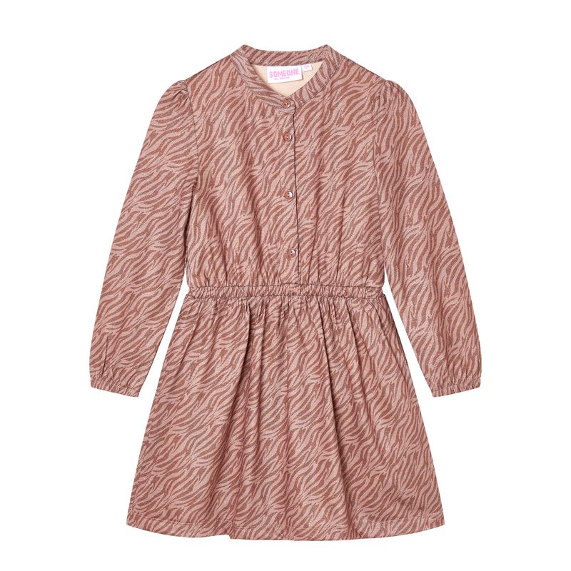 Someone – Meisjes Jurk met Zebra Print – Roze/Bruin