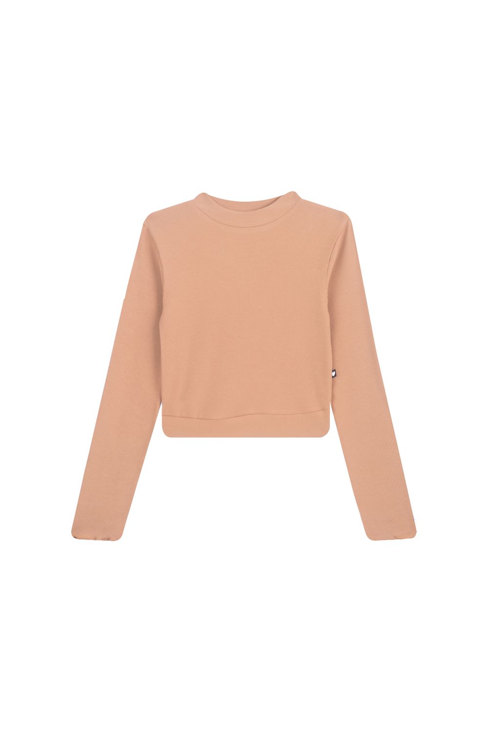 Awesome  longsleeve – cropped model – zandkleurig ribmateriaal