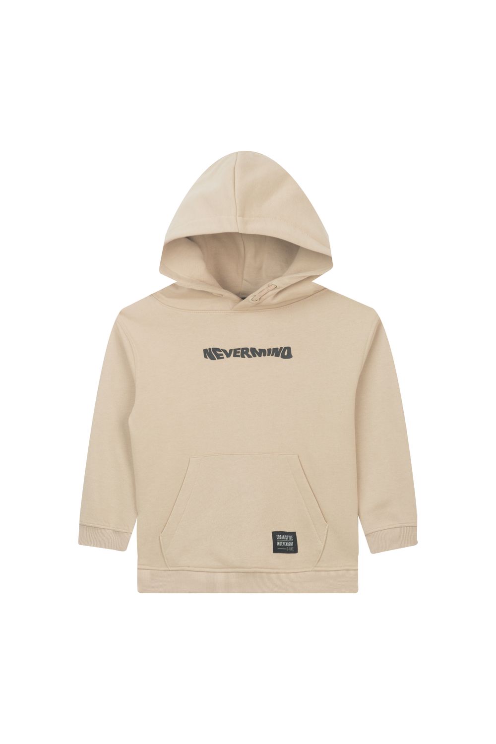 Awesome hoodie jongens – beige met “Nevermind” print – comfy &amp; cool