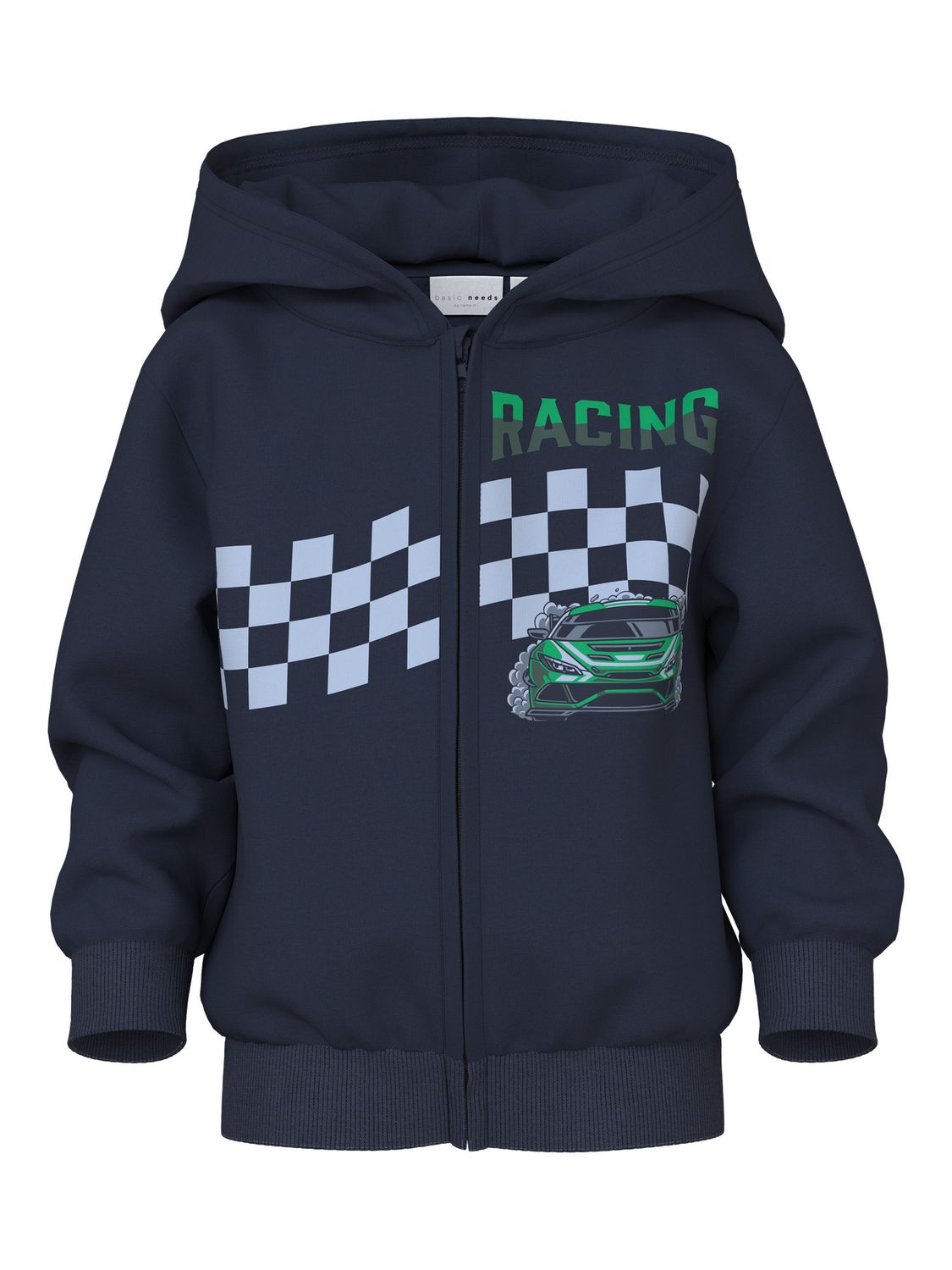 Name It – Hoodie met Rits – Racing Print – Donkerblauw 13249494