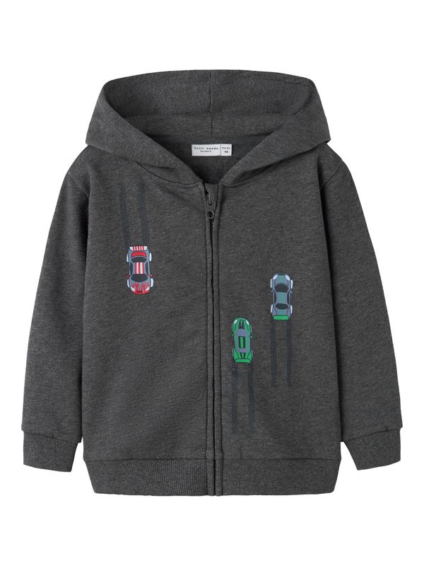 Name It – Hoodie met Rits – Auto Print – Donkergrijs