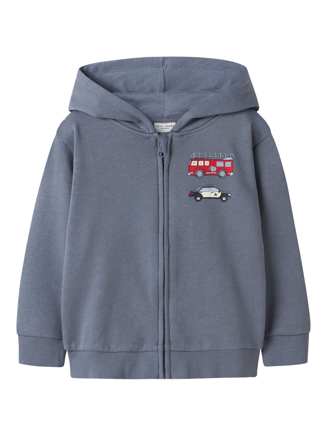 Name It – Hoodie met Rits – Voertuigen Print – Blauw 13249494