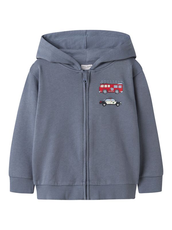 Name It – Hoodie met Rits – Voertuigen Print – Blauw 13249494
