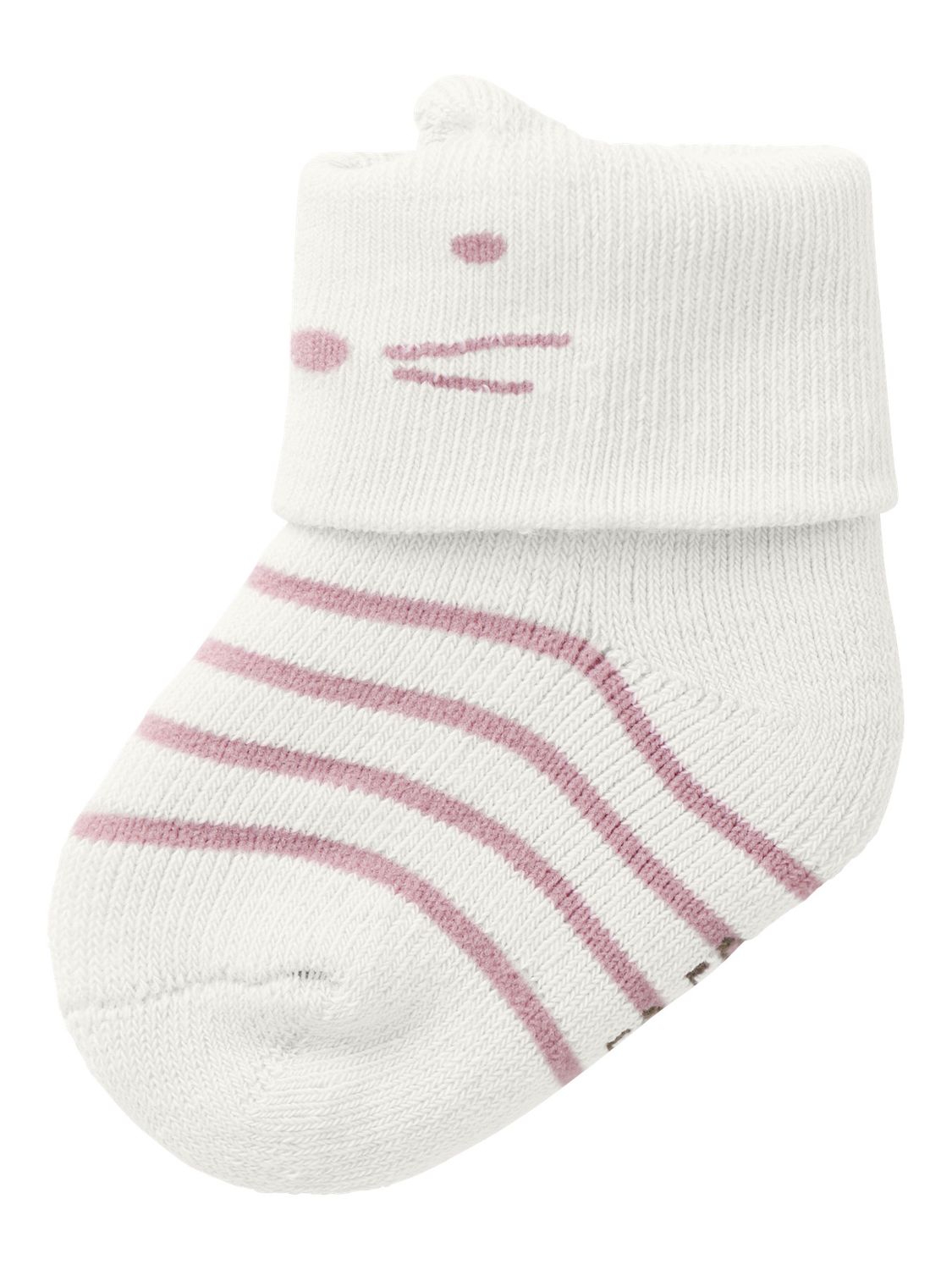 Name It – Babysokjes – Wit met Roze Strepen – Dierengezicht 13238457