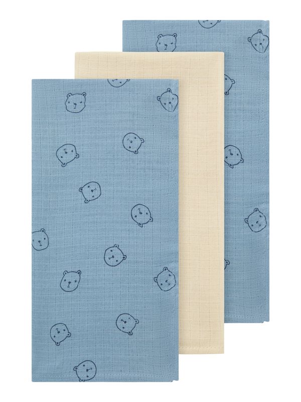 NAME IT Tetradoeken – Set van 3 – Blauw/Crème met Dierenvormen 13233509