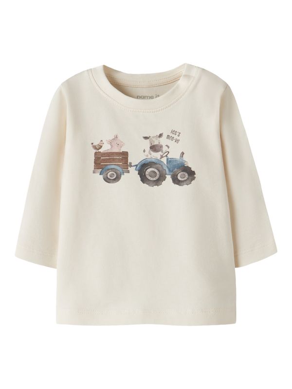 Baby longsleeve met tractor en dieren – off white | 13258039