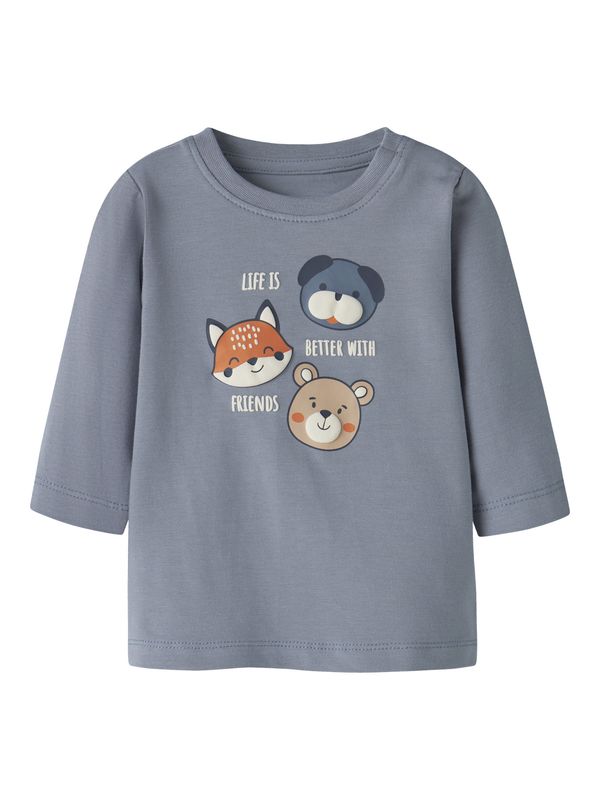 Baby longsleeve met dierenprint – blauwgrijs | 13259335