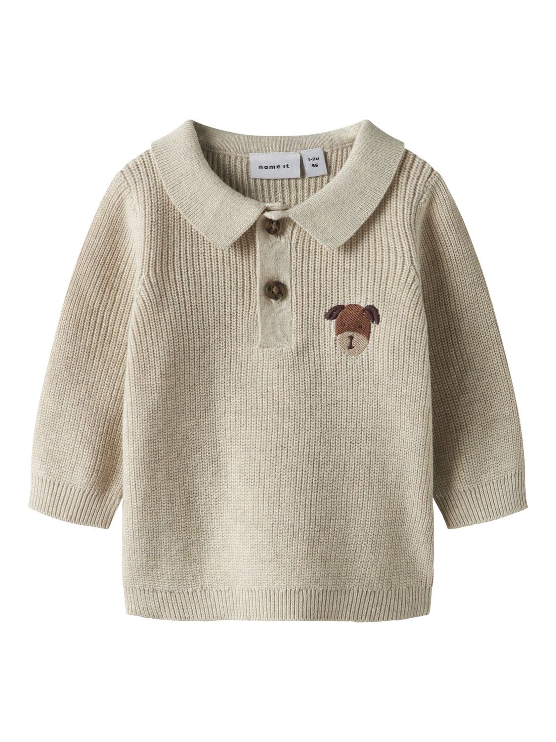 NAME IT Baby Gebreide Polo 13251677 – Beige met Hondendetail