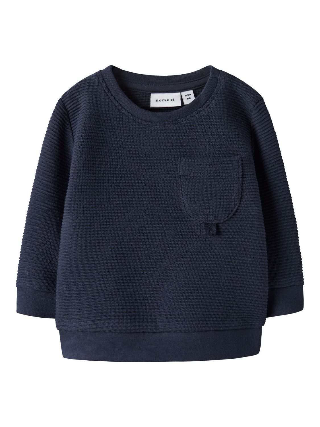 NAME IT Baby Sweater 13252704 – Donkerblauw met Structuur en Borstzak