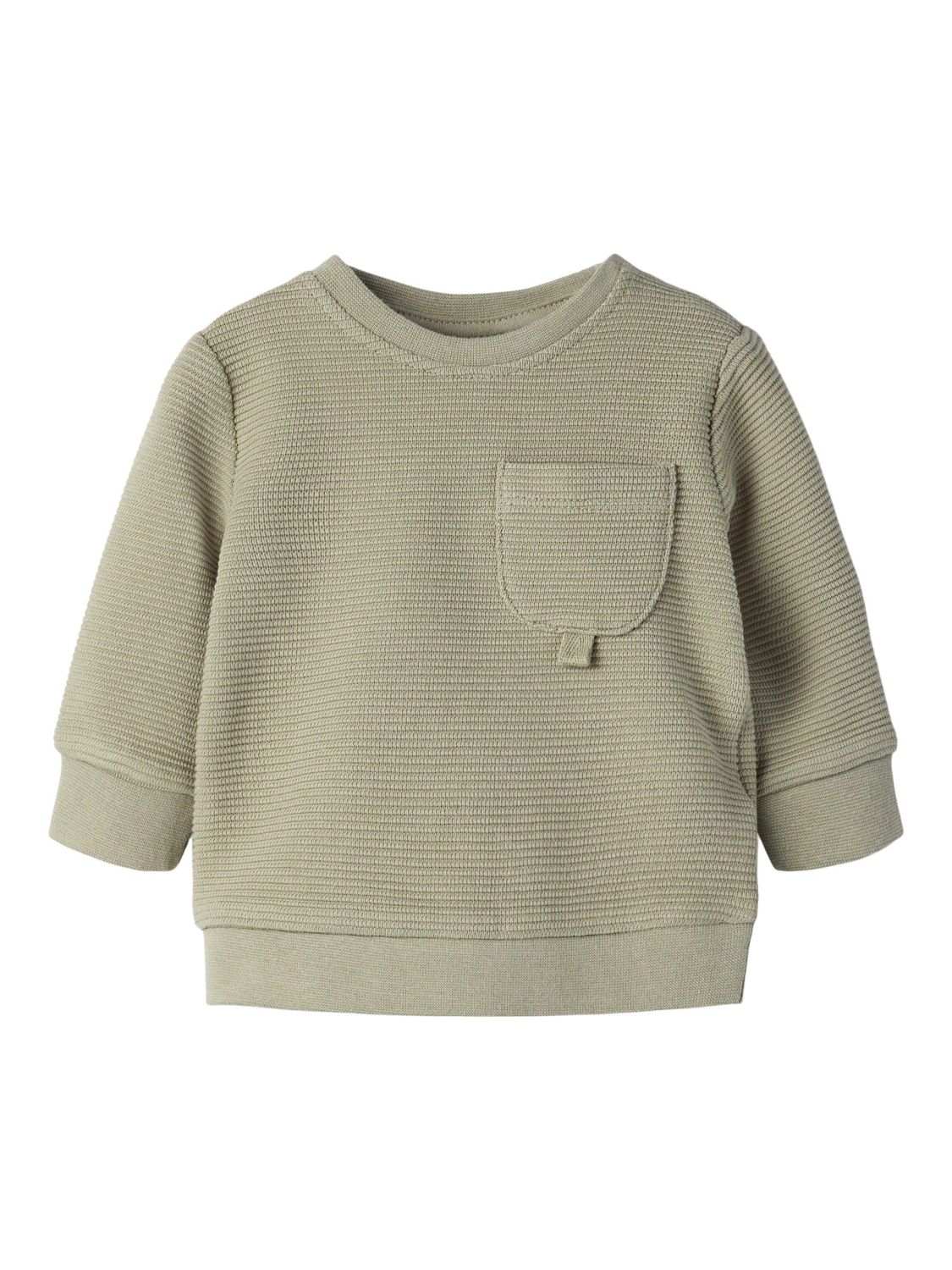 NAME IT Baby Sweater 13252704 – Olijfgroen met Structuur en Borstzak
