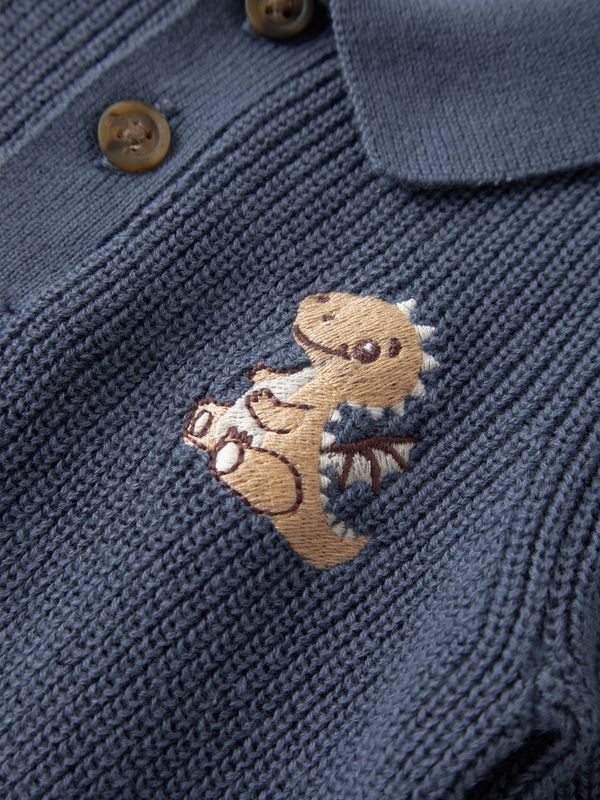NAME IT Gebreide Polo Trui Blauw met Dino – 13257230