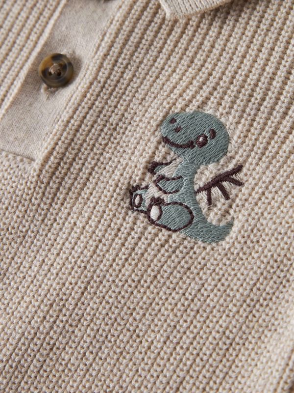 NAME IT Gebreide Polo Trui Beige met Dino – 13257230