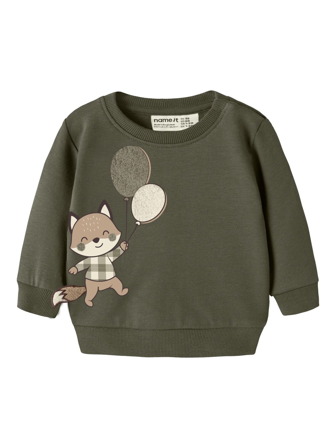 NAME IT Groene Sweater met Vos en Ballonnen – 13259375