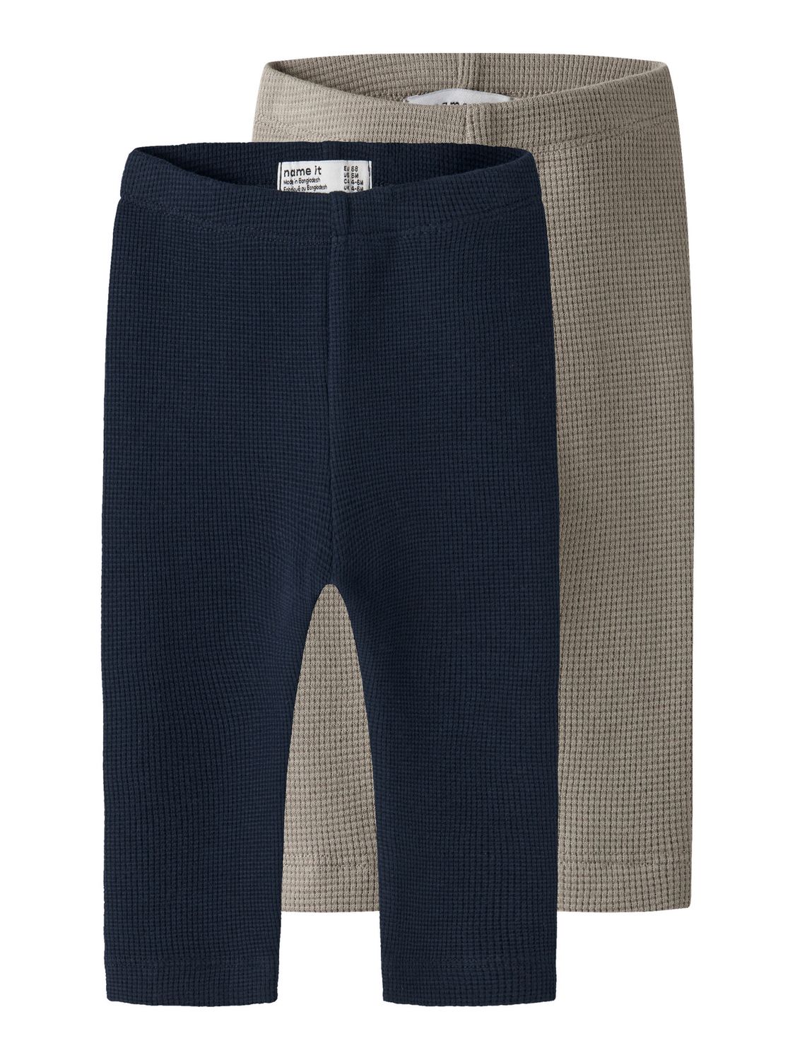 NAME IT Baby Legging 2-Pack Wafelstructuur Donkerblauw &amp; Taupe – 13256498