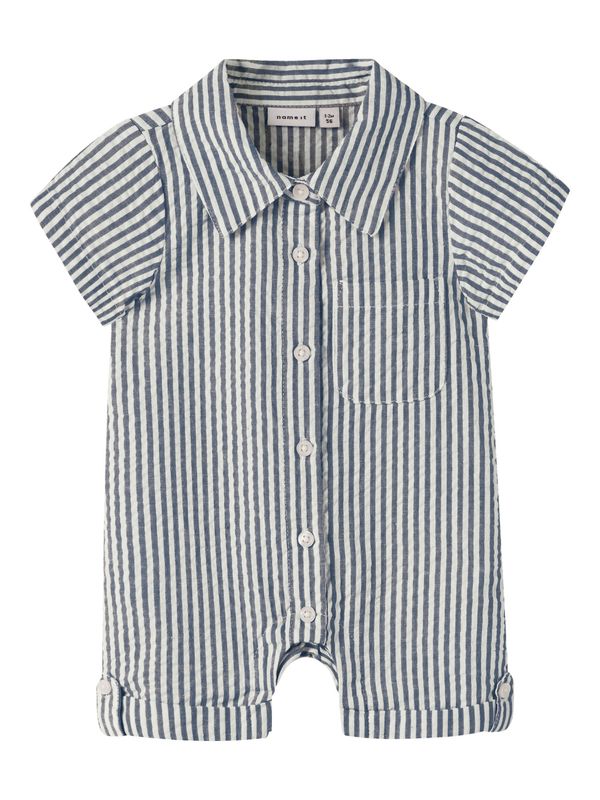 NAME IT Baby Gestreepte Overhemd Romper Blauw/Wit – 13255969
