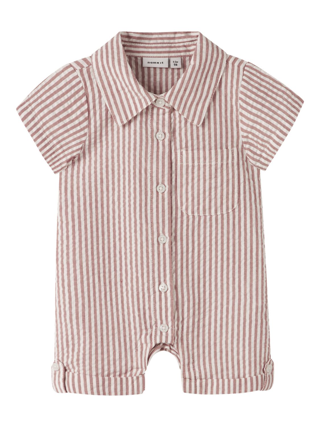 NAME IT Baby Gestreepte Overhemd Romper Oudroze/Wit  13255969