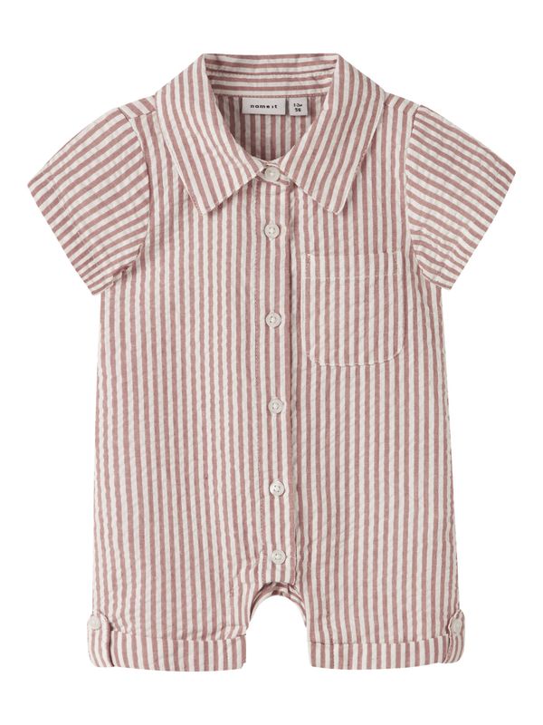 NAME IT Baby Gestreepte Overhemd Romper Oudroze/Wit  13255969