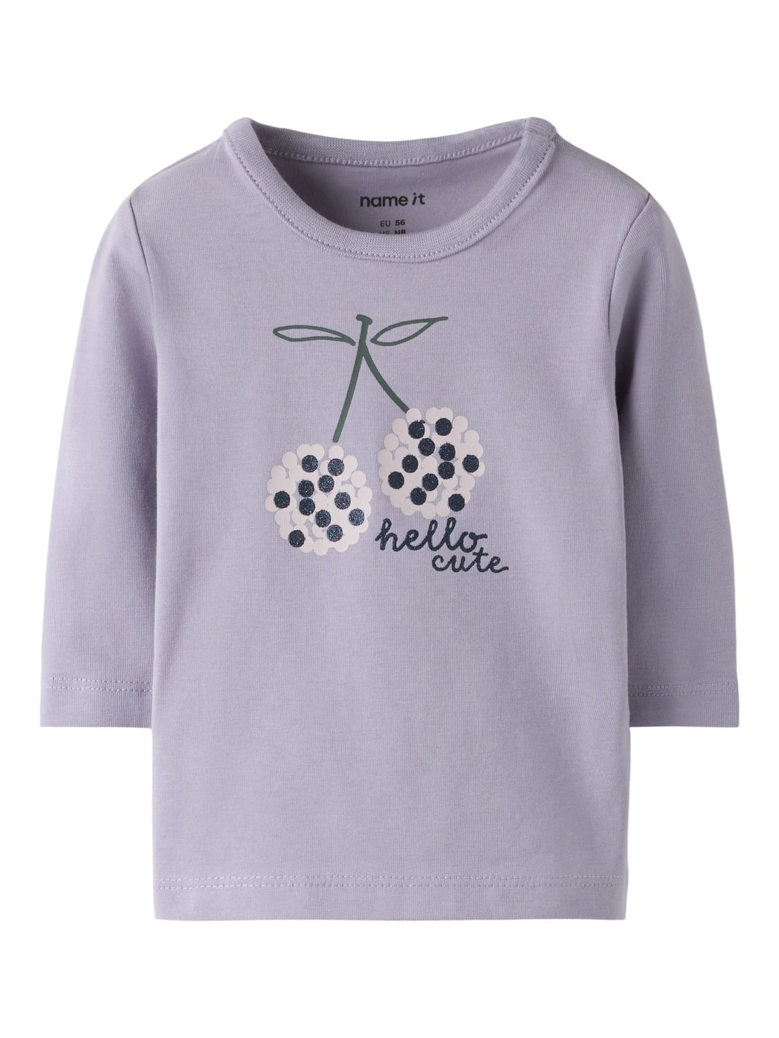 NAME IT Baby Meisjes Shirt Lange Mouw Lila Kersen Print – 13252682