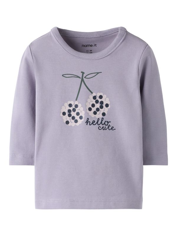 NAME IT Baby Meisjes Shirt Lange Mouw Lila Kersen Print – 13252682
