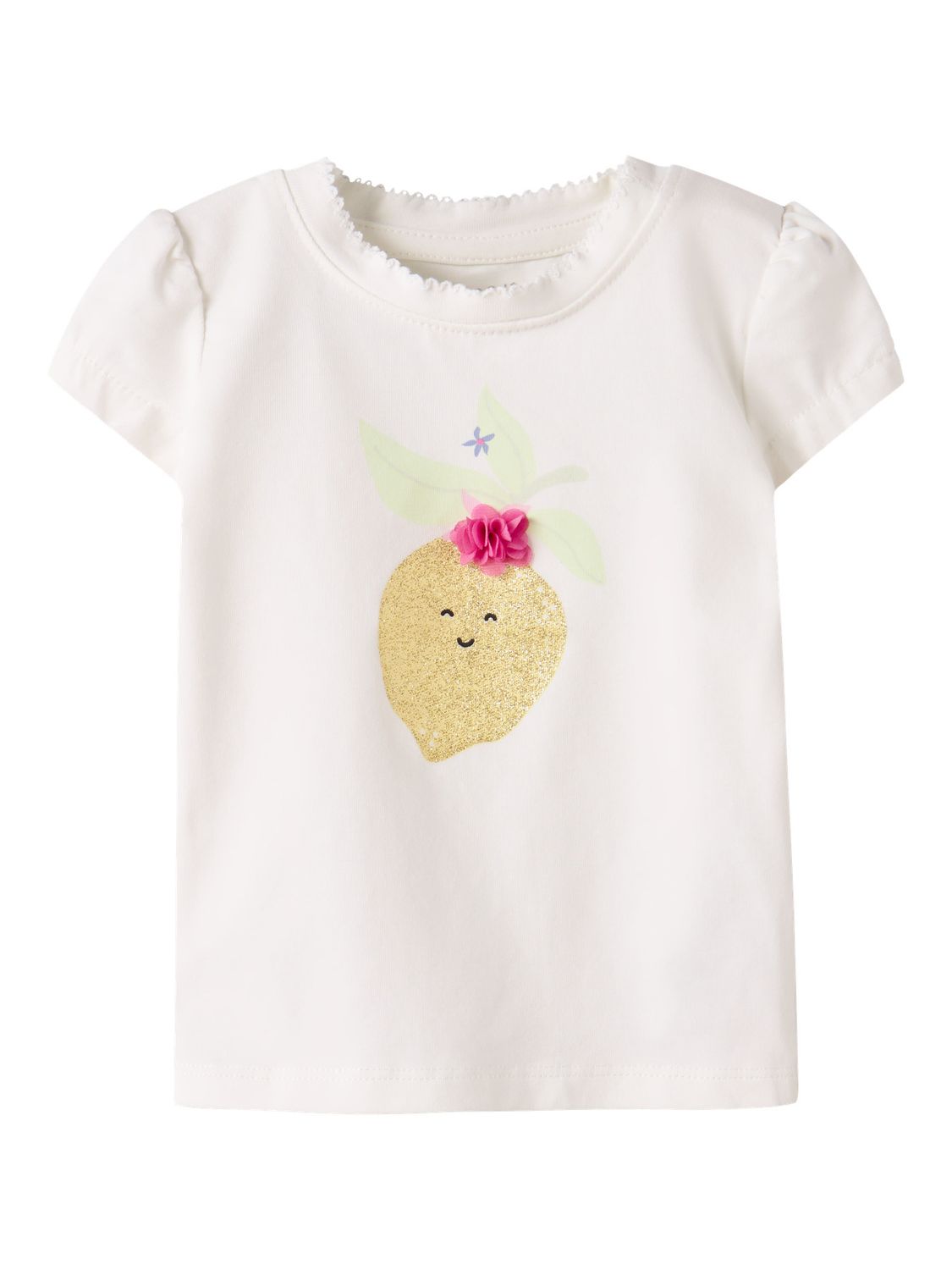 NAME IT Meisjes T-shirt Lemon Glitter – Crème 13254692