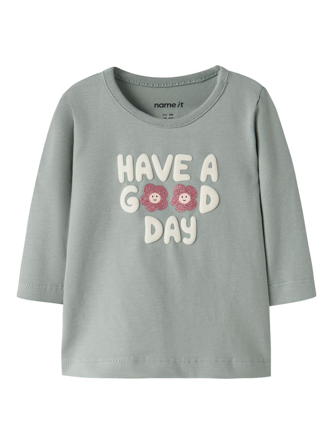 NAME IT Baby Meisjes Longsleeve Have A Good Day – Saliegroen 13258029