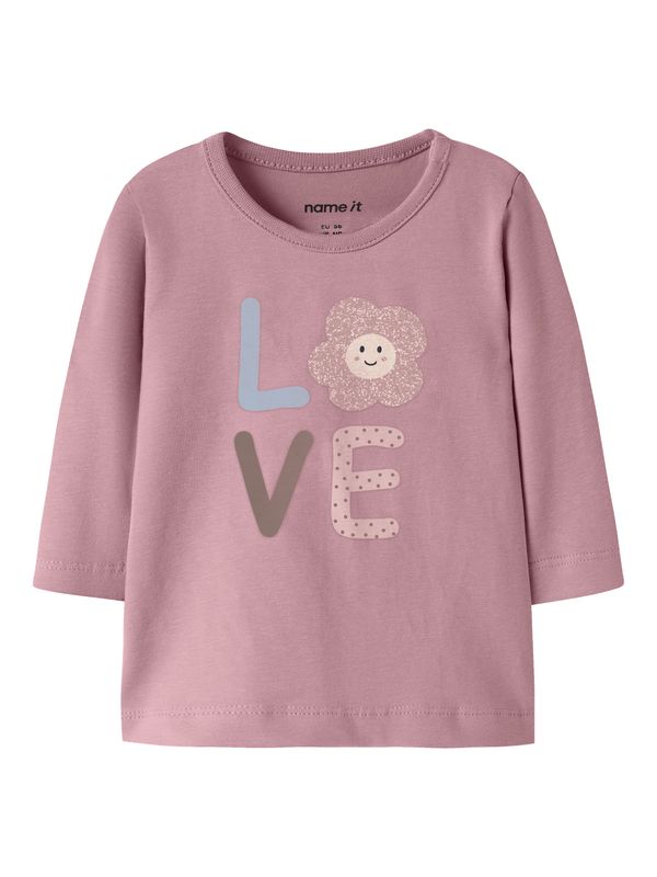 NAME IT Baby Meisjes Longsleeve LOVE Bloem – Oudroze 13258029