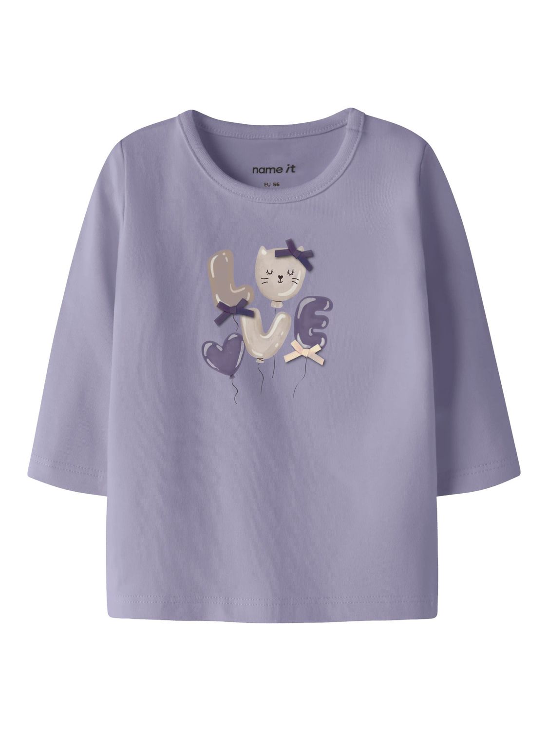 NAME IT Baby Meisjes Longsleeve LOVE Kat – Lila 13259307