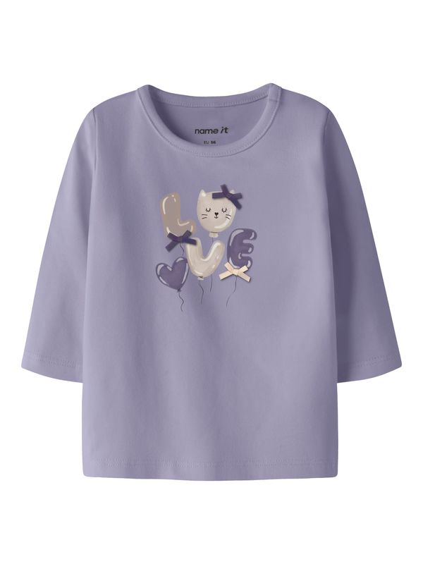 NAME IT Baby Meisjes Longsleeve LOVE Kat – Lila 13259307