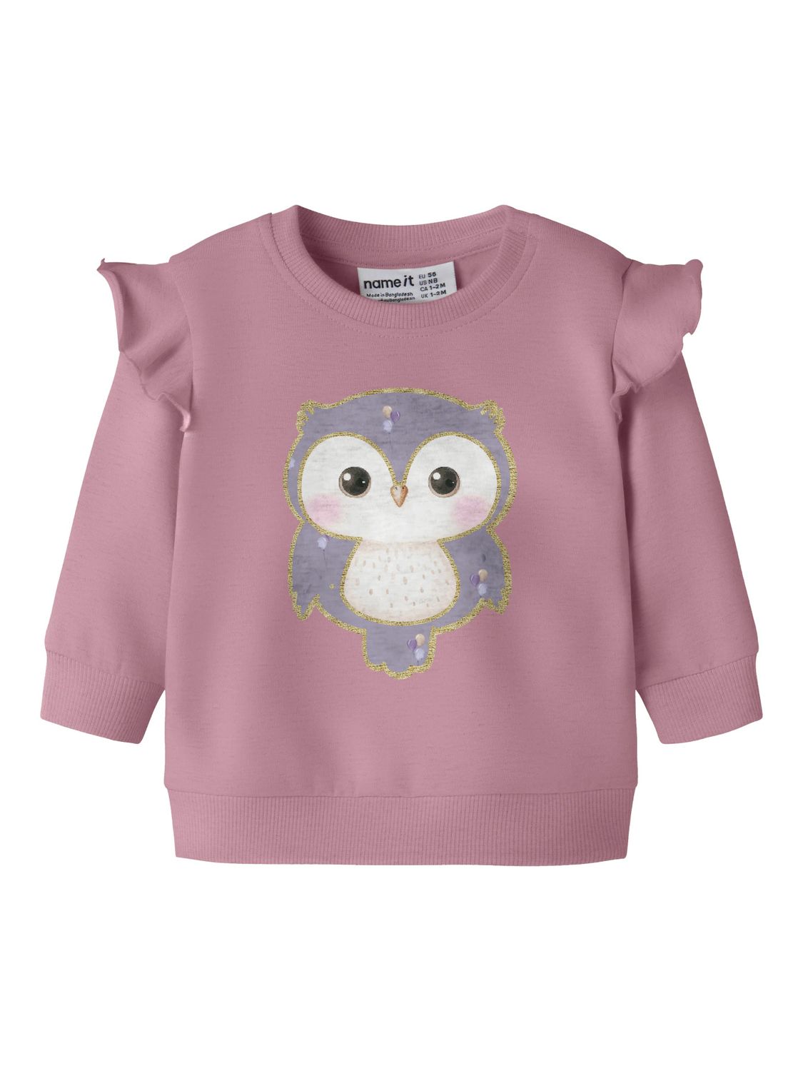 NAME IT Baby Meisjes Sweater Uil Glitter – Roze 13246489